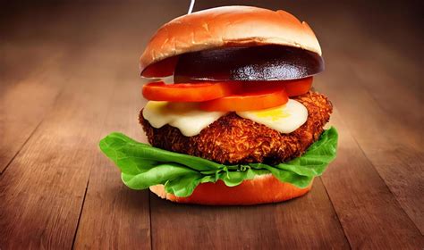 Chicken burger. Fresh tasty burger with fried chicken meat. 14060471 ...