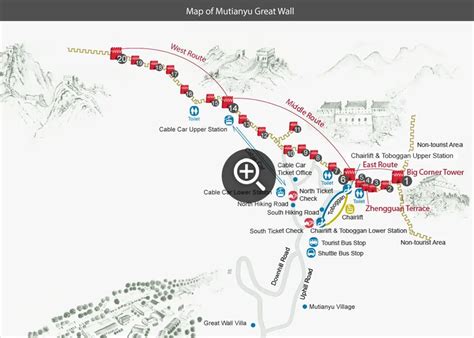 Map of Mutianyu Great Wall, Beijing China