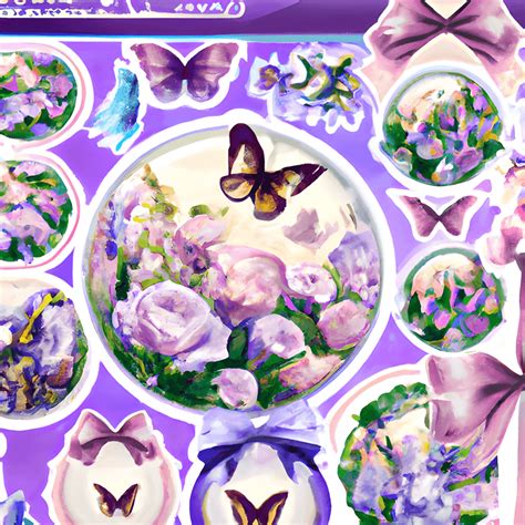 Purple Butterfly Collection Round Stickers · Creative Fabrica