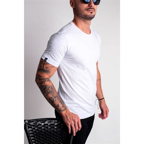 Camiseta Branca Básica Camisa Masculina Slim Lisa 100 Algodão Fio 30 1