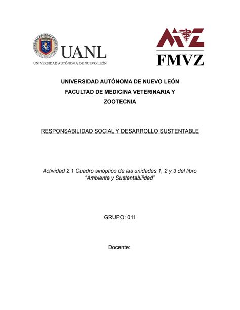 Cuadro Sinoptico Responsabilidad Social Y Desarrollo Sustentable Universidad AutÓnoma De Nuevo