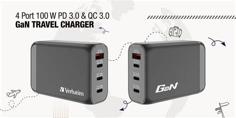 威寶 Verbatim 4端口100w Pd 3 0 And Qc 3 0 Gan旅行充電器 [usb C X 3 And Usb X 1][66967] Hktvmall 香港最大網購平台