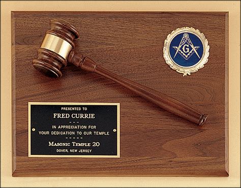 Solid Walnut Gavel Plaque Glendora Trophy