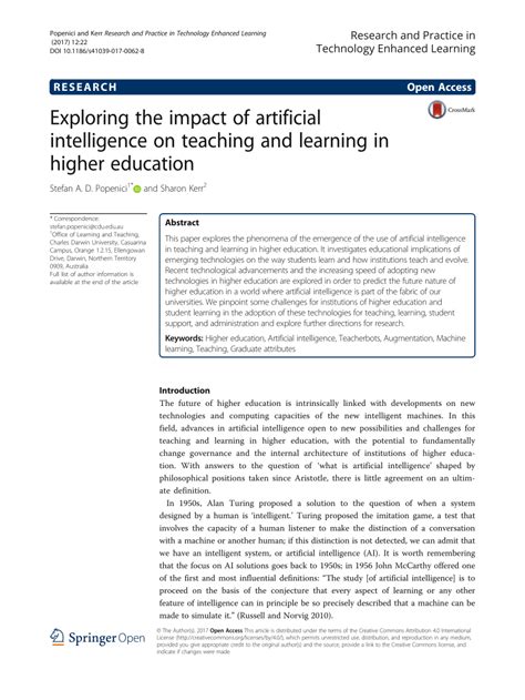 Pdf Exploring The Impact Of Artificial Intelligence On Teaching And