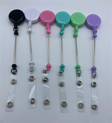 3 Beadable Badge Bar Reels Retractable In Your Choice Of Colors Etsy