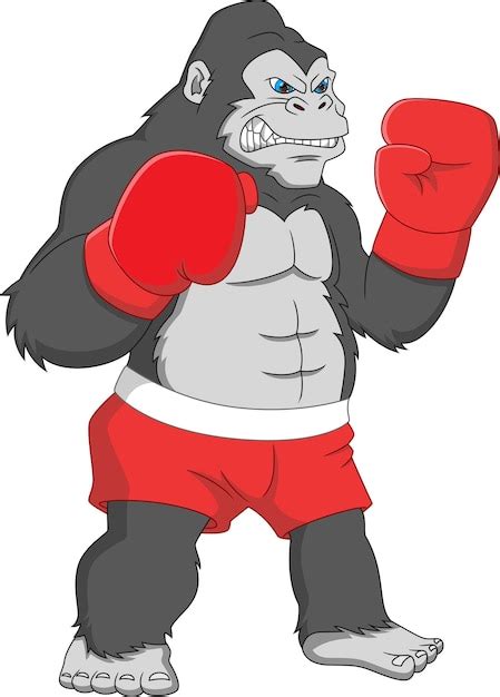 Premium Vector Cute Gorilla Boxing Cartoon On White Background