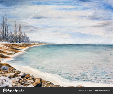 Sea Covered Ice Oil Painting — Stock Photo © kharhan #175139028