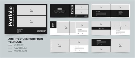 Wide Portfolio Architectural Portfolio Booklet Layout Template Design