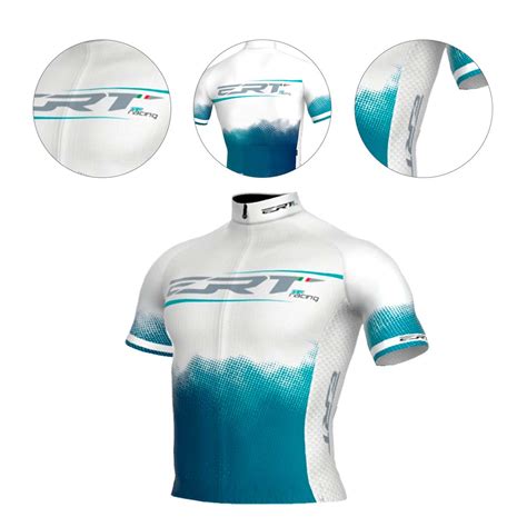 Camisa Ert New Elite Pro Racing Milano Branca E Azul Ciclismo Bike