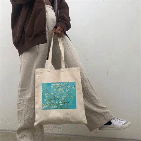 ecobag ziper van gogh algodão cru grosso bolsa sacola reforçada van