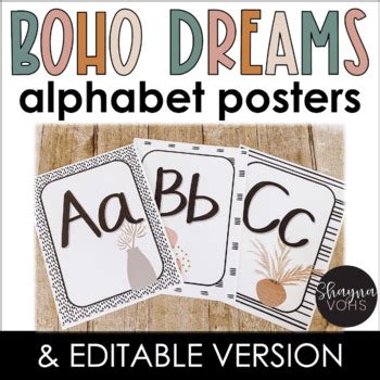 Boho Alphabet Posters By Shayna Vohs Tpt