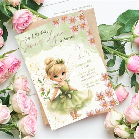 Editable Tinkerbell Fairy Birthday Invitation Printable Tinker Bell