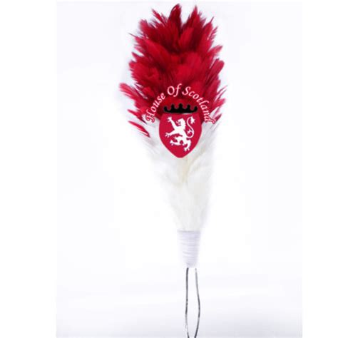 Glengarry Cap Plume Feather Hackle Redwhite 6 Balmoral Hats Highland