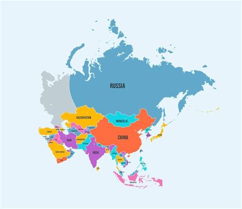 Mapa Político Del Continente Asiático Tapiz De Asia Con Fronteras De Países Y Nombres