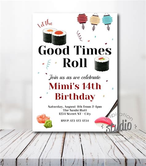 Sushi Party Invitation Sushi Invite Sushi Invitation Birthday Party