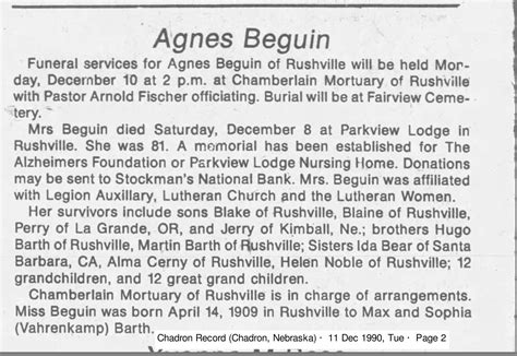 Agnes Dorothy Aggie Barth Beguin 1909 1990 Find A Grave Gedenkplek