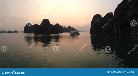 Sunrise at Ha Long Bay stock photo. Image of vietnam - 100836098