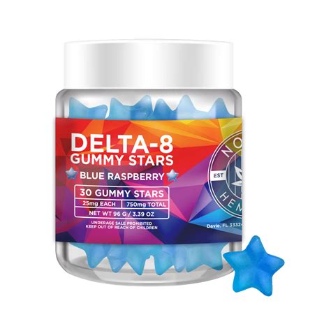 No Cap Hemp Co Delta 8 Thc Gummy Stars Blue Raspberry 25mg 30 Count