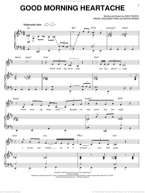 Good Morning Heartache Sheet Music For Voice And Piano PDF