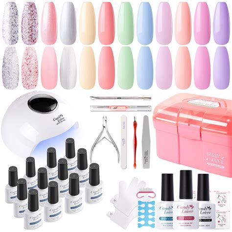 Candy Lover Gel Nail Polish Kit with LED UV Lamp, 12 Colors Gel Nail ...