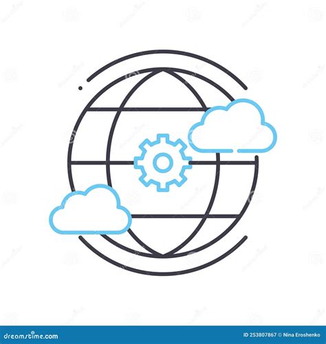 Cloud Network Line Icon Outline Symbol Vector Illustration Concept