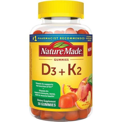 Nature Made Vitamin D3 K2 Gummies Peach 50 Gummies Swanson®