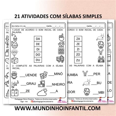 21 Atividades Com Sílabas Simples Mundinho Infantil