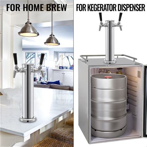 VEVOR Beer Tower Double Adjustable Brass Faucet Kegerator Tower