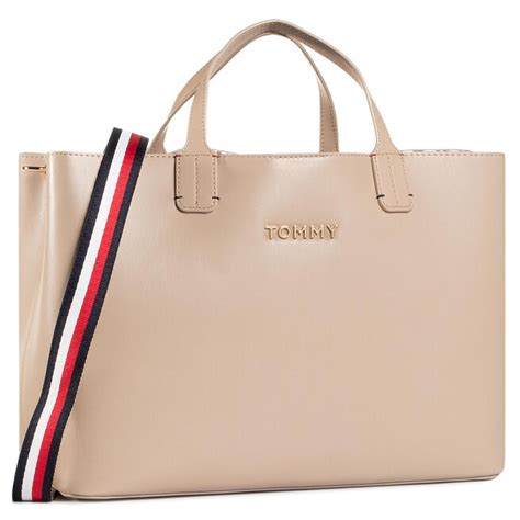 Handtasche Tommy Hilfiger Iconic Tommy Satchel AW0AW08512 Beige