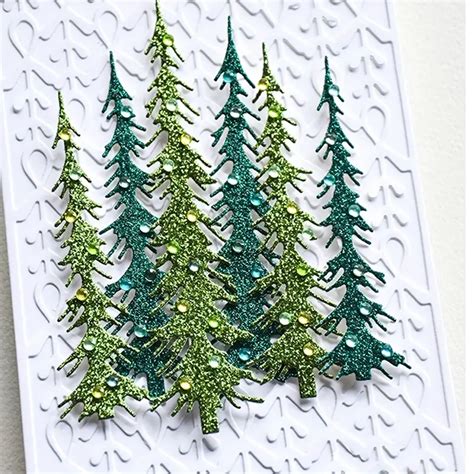 Christmas Diy Narrow Pine Trees Metal Die Cuts Merry - Temu