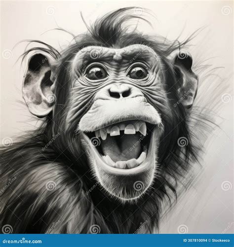 Chimpanzee Smiling Funny Drawing by Daniel M: Motion Blur Style Art ...