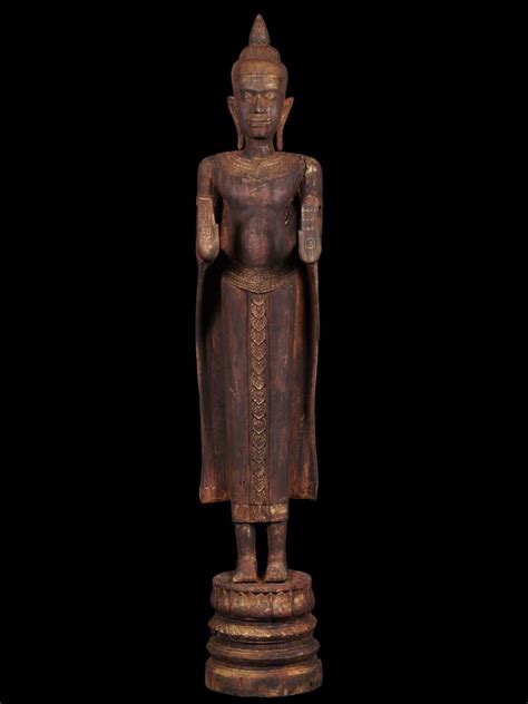 Large Antique Wood Khmer Buddha Statue (3c7)