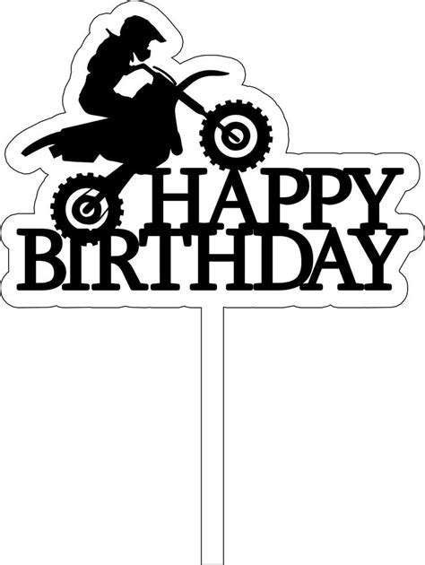 Happy Birthday Dirtbike Motorcycle Birthday Cake Topper Digital File