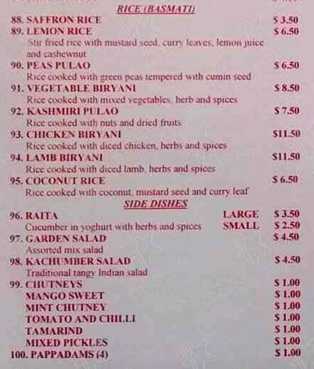 Menu At Khusboo Indian Restaurant And Takeaway Mitcham