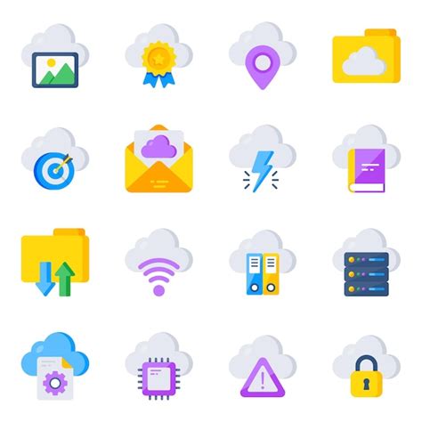 Premium Vector Pack Of Cloud Technology Flat Icons