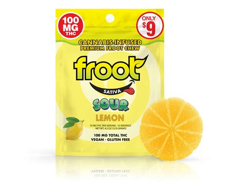 Froot Sour Lemon Gummy 100mg Single Cut To Dose Froot