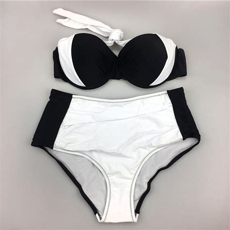 Bikinis Women Swimsuit High Waisted Bathing Suits Swim Halter Top Push Up Bikini Set Plus