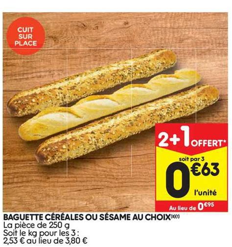 Promo Baguette Céréales Ou Sésame Au Choix chez Leader Price