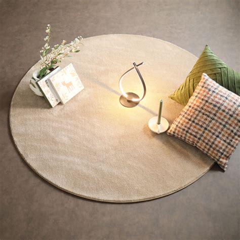 Tapis Rond Doux Hypnose Beige Nude Galon Beige Fonc