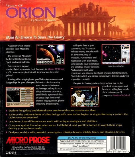 Master Of Orion 1993 DOS Box Cover Art MobyGames