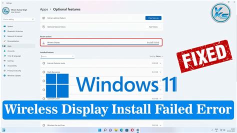 How To Fix Wireless Display Install Failed Error In Windows Youtube