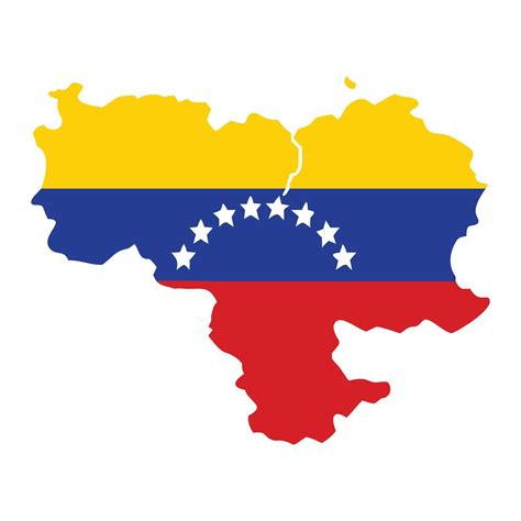 Venezuela map with its national flag colors and stars, isolated on