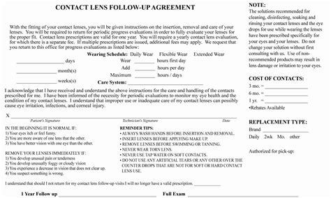 Contact Lens Prescription Template