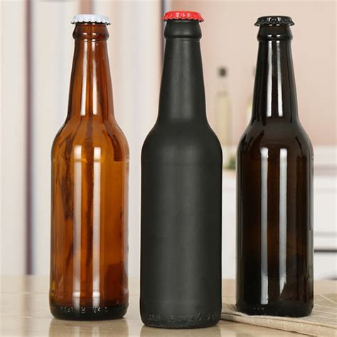 Wholesale Customization Glass Round Amber Beer Bottle With Crown Lid