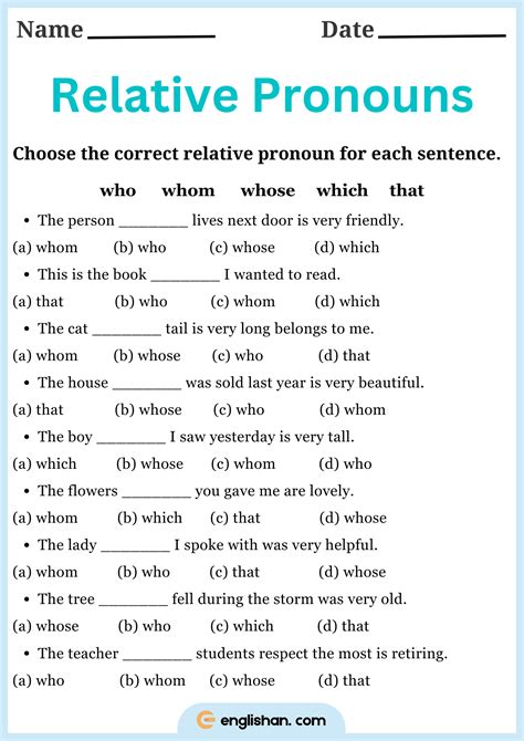 Relative Pronouns Worksheets With Answers • Englishan