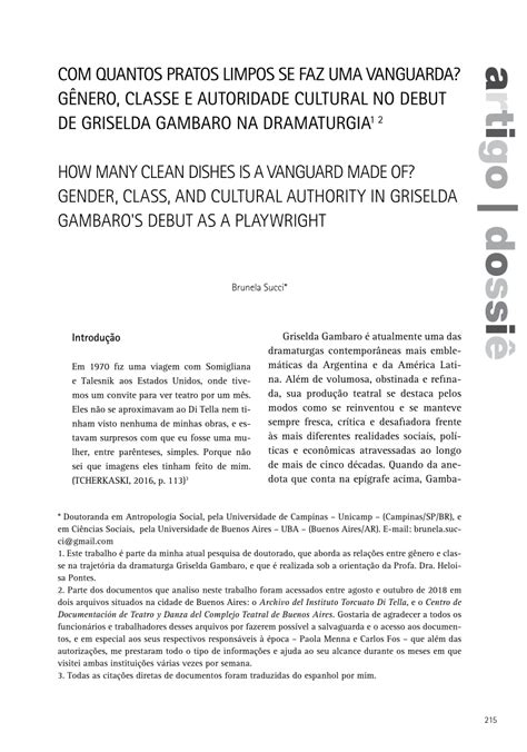 PDF QUANTOS PRATOS LIMPOS SE FAZ UMA VANGUARDA GÊNERO CLASSE E