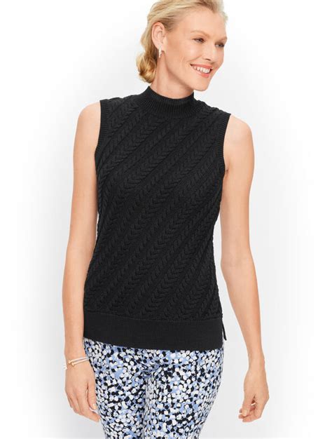 Cableknit Sleeveless Sweater Talbots