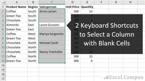 Keyboard Shortcuts For Selecting Cells And Ranges In Excel Excel Campus