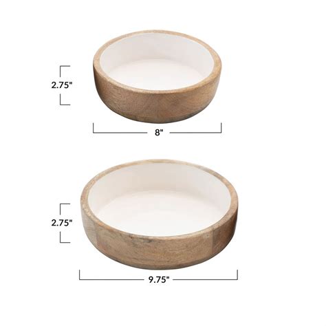 Enameled Mango Wood Bowls Set2 Ta Lorton