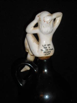 Antique Whiskey Jug W Risque Nude Cork Stopper Lay Off Old Man S